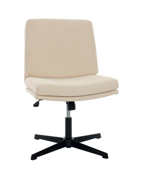 Cadeira Giratória Flexy Coris Base Preta e Tecido Creme