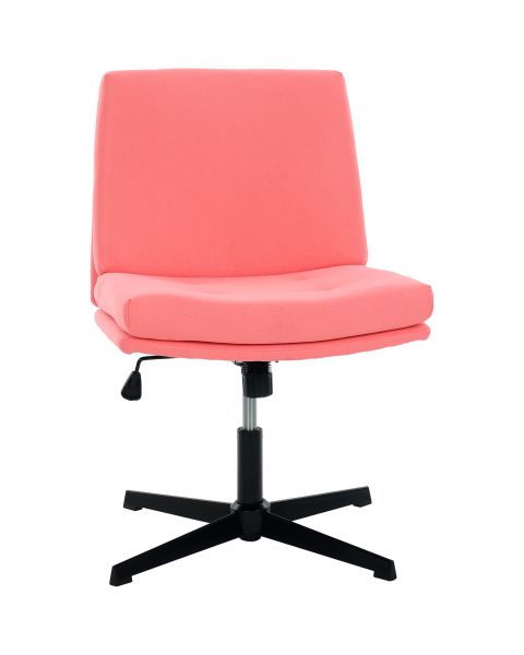 Cadeira Giratória Flexy Coris Base Preta e Tecido Rosa Flamingo