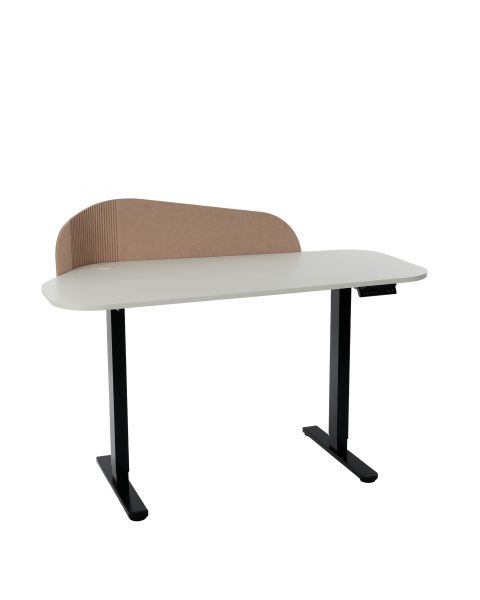 Mesa com Regulagem de Altura Elétrica Comfy ErgoLift Pro Orgânica 2 Motores 4 Memórias Preta Tampo Off White 1,40 m