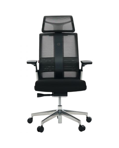 Cadeira de Escritório Comfy Match Plush Tela Mesh Preta, Suporte SS, Braço e Apoio de Cabeça 4D