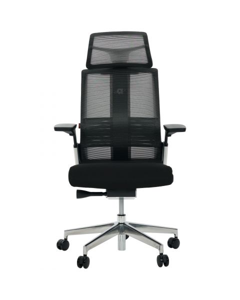 Cadeira de Escritório Comfy Match Plush Tela Mesh Preta, Suporte SSS, Braço e Apoio de Cabeça 4D