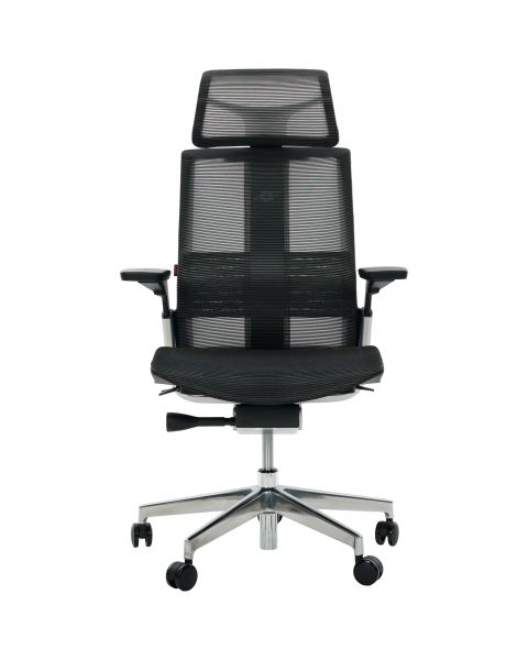 Cadeira de Escritório Comfy Match Pro Tela Mesh Preta, Suporte SSS, Braço e Apoio de Cabeça 4D