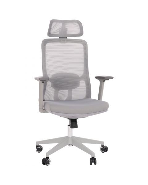 Cadeira de Escritório Comfy Turya Ultra Tela Mesh Cinza, Braço 3D, Assento Deslizante e Relax