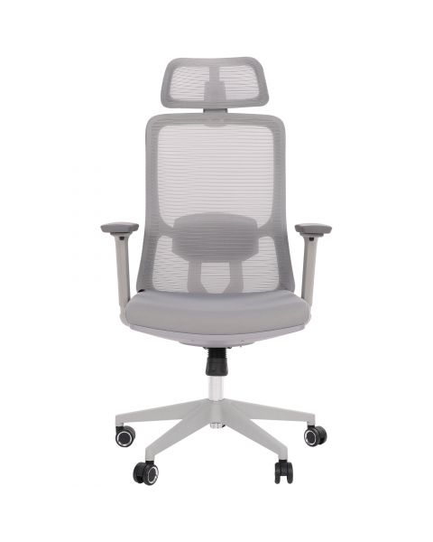 Cadeira de Escritório Comfy Turya Ultra Tela Mesh Cinza, Braço 3D, Assento Deslizante e Relax