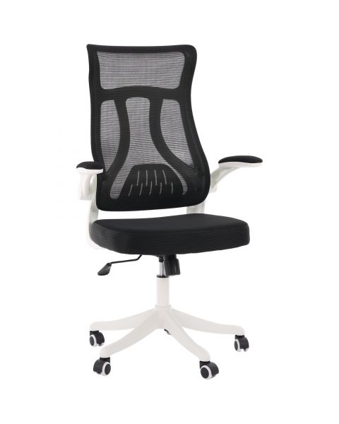 Cadeira de Escritório Flexy Íris Branca Tela Mesh Preta Base Giratória e Sistema Relax