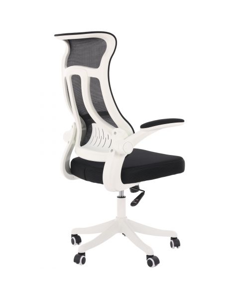 Cadeira de Escritório Flexy Íris Branca Tela Mesh Preta Base Giratória e Sistema Relax