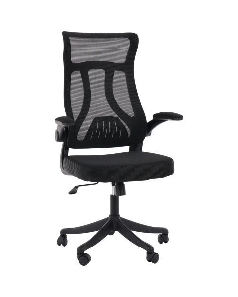 Cadeira de Escritório Flexy Íris Preta Tela Mesh Preta Base Giratória e Sistema Relax