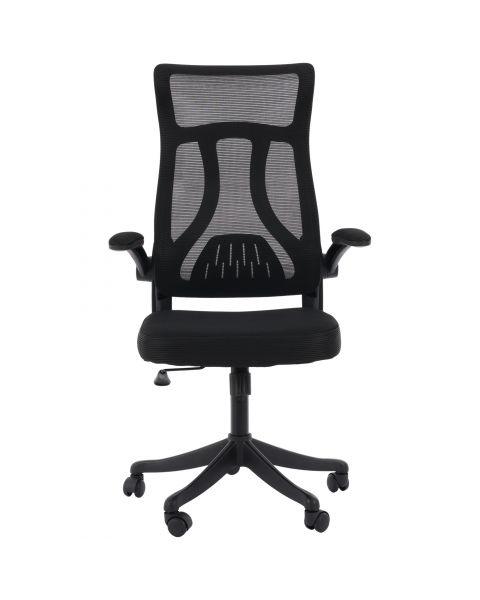 Cadeira de Escritório Flexy Íris Preta Tela Mesh Preta Base Giratória e Sistema Relax