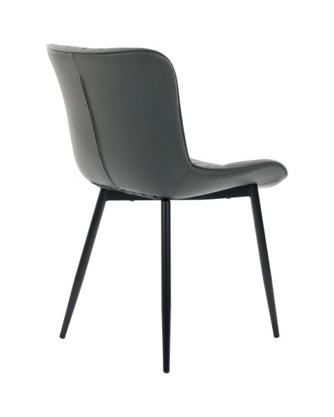 Par de Cadeiras Flexy Zari em Metal e PU Pés Pretos Estofado Cinza