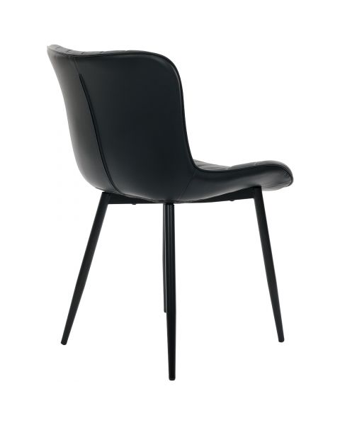Par de Cadeiras Flexy Zari em Metal e PU Pés Pretos Estofado Preto