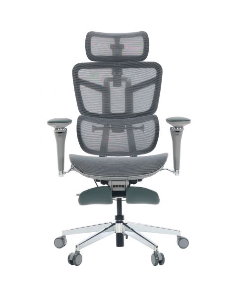 Cadeira de Escritório Comfy Helios Cinza Tela Mesh Cinza, Multiajustável, Braço 5D Apoio de Cabeça 4D