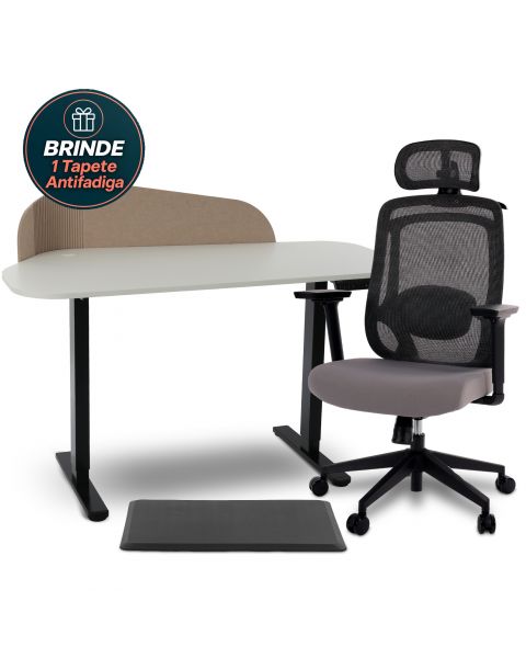 Kit Mesa com Regulagem de Altura Comfy Ergolift® Pro Orgânica + Cadeira Ergonômica Comfy Aurora