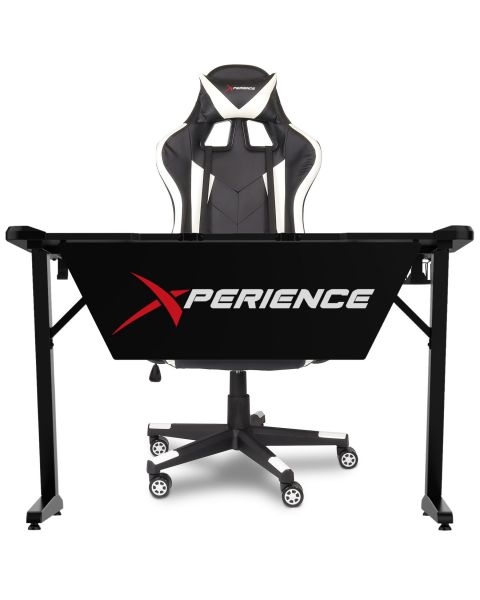 Kit Mesa Gamer + Cadeira Gamer Xperience Skilled Off White, Base Giratória e Sistema de Inclinação Avançado
