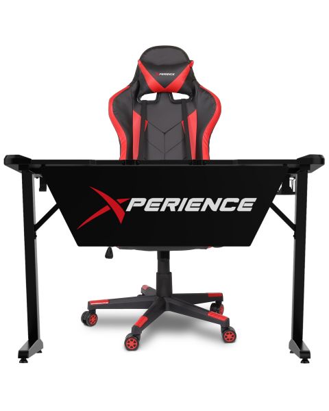 Kit Mesa Gamer + Cadeira Gamer Xperience Skilled Vermelha, Base Giratória e Sistema de Inclinação Avançado
