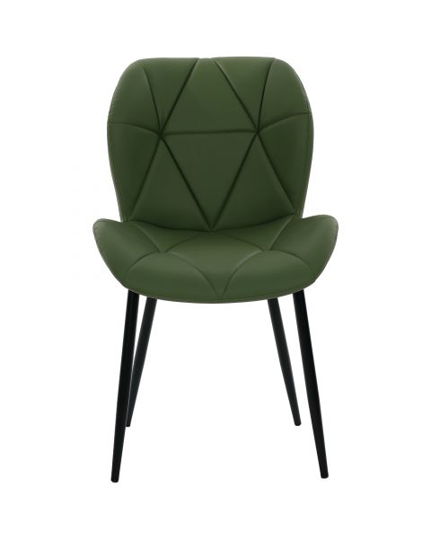 Par de Cadeiras Flexy Linea em Metal e PU Pés Pretos Estofado Verde