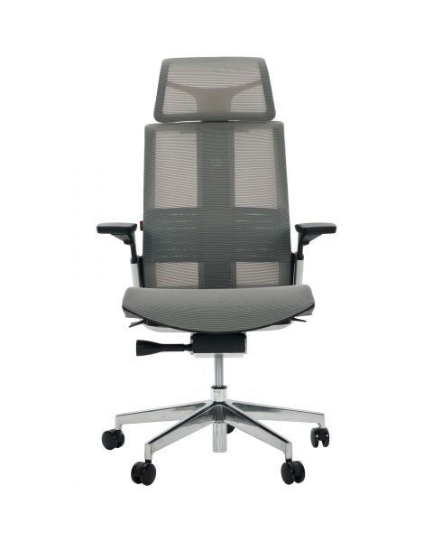 Cadeira de Escritório Comfy Match Pro Tela Mesh Cinza, Suporte SSS, Braço e Apoio de Cabeça 4D