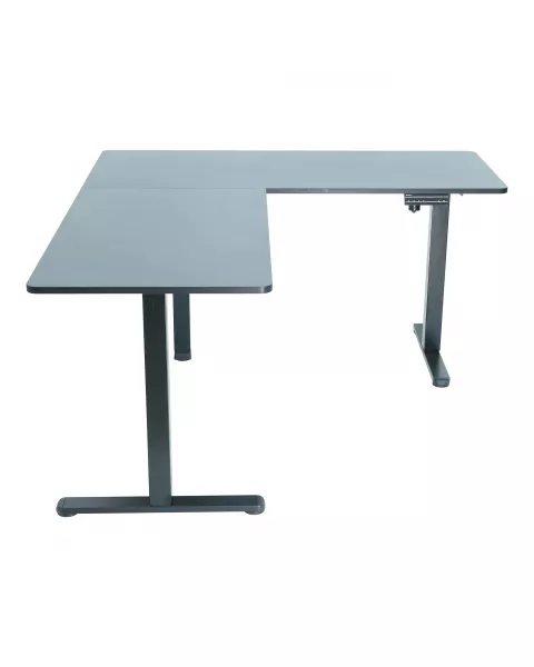 Mesa com Regulagem de Altura Elétrica Comfy ErgoLift Pro em L Base Preta 2 Motores 4 Memórias Tampo Preto