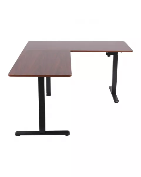 Mesa com Regulagem de Altura Elétrica Comfy ErgoLift Pro em L Base Preta 2 Motores 4 Memórias Tampo Carvalho Amber