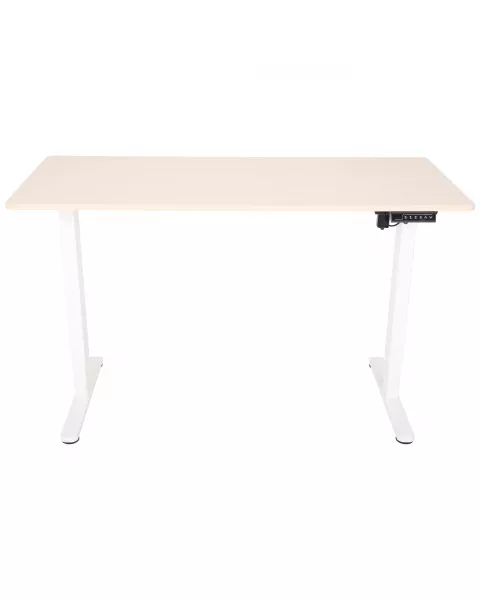 Mesa com Regulagem de Altura Elétrica Comfy ErgoLift Base Branca com 3 Memórias e Tampo Carvalho Natural