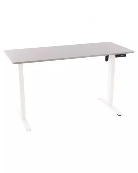 Mesa com Regulagem de Altura Elétrica Comfy ErgoLift Base Branca com 3 Memórias e Tampo Titanium