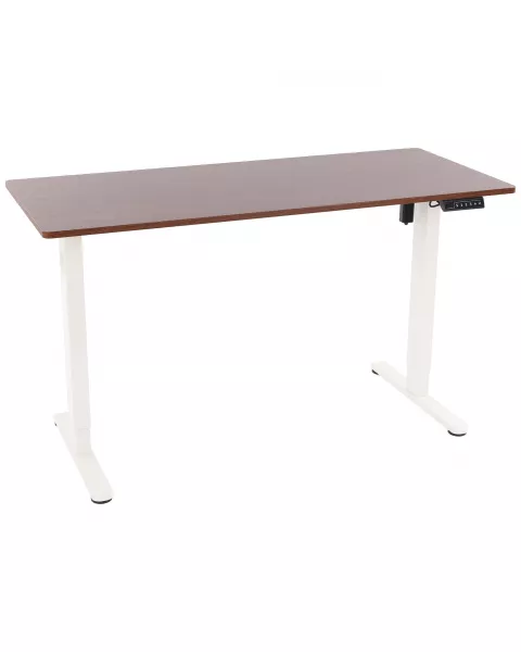 Mesa com Regulagem de Altura Elétrica Comfy ErgoLift Base Branca com 3 Memórias e Tampo Carvalho Amber