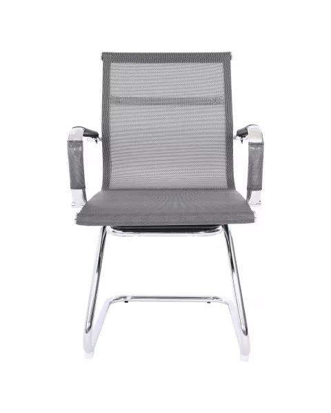 Par de Cadeira de Visitante Comfy Neat em Tela Cinza, Base Fixa