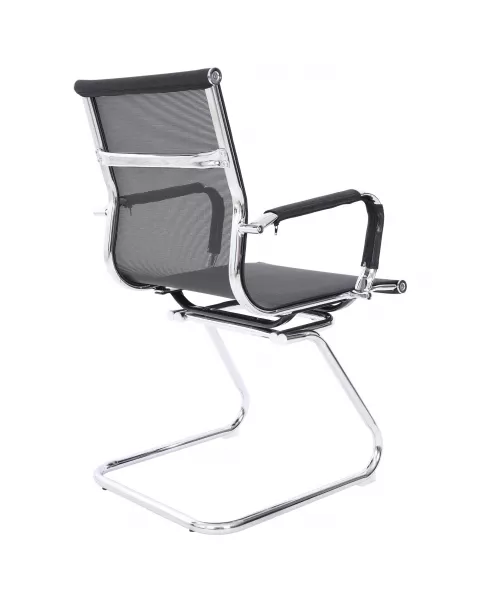 Par de Cadeira de Visitante Flexy Neat em Tela Preta, Base Fixa
