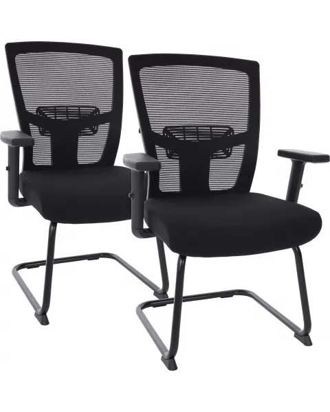 Par de Cadeiras de Escritório Comfy Stance Fixa Tela Mesh Preta