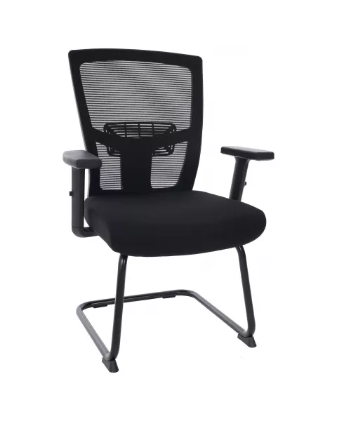 Par de Cadeiras de Escritório Comfy Stance Fixa Tela Mesh Preta