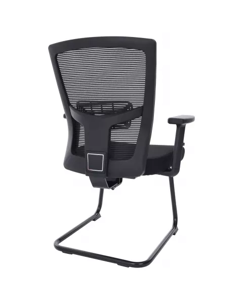 Par de Cadeiras de Escritório Comfy Stance Fixa Tela Mesh Preta