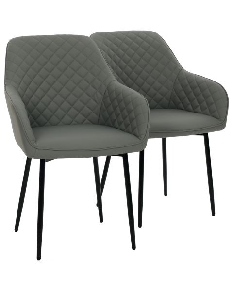 Par de Cadeiras Flexy Luni Base Preta PU Cinza