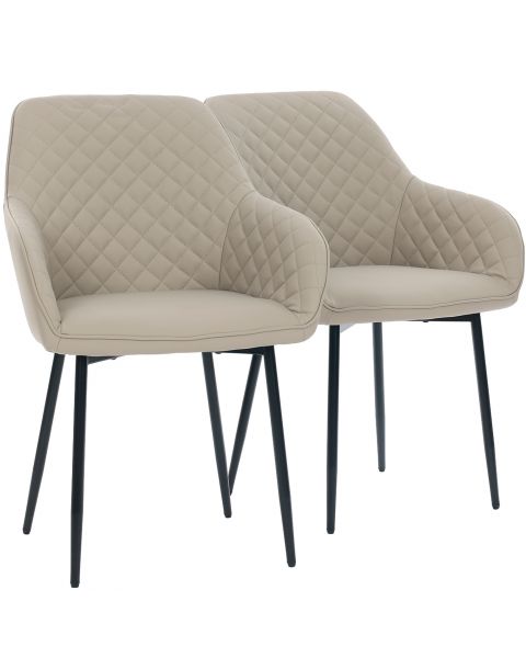 Par de Cadeiras Flexy Luni Base Preta PU Creme