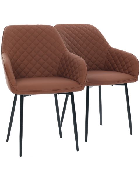 Par de Cadeiras Flexy Luni Base Preta PU Marrom