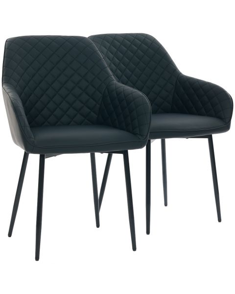 Par de Cadeiras Flexy Luni Base Preta PU Preto