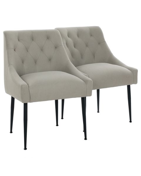 Par de Cadeiras Flexy Nyra Pés em Metal Preto Revestimento Cinza Cromio