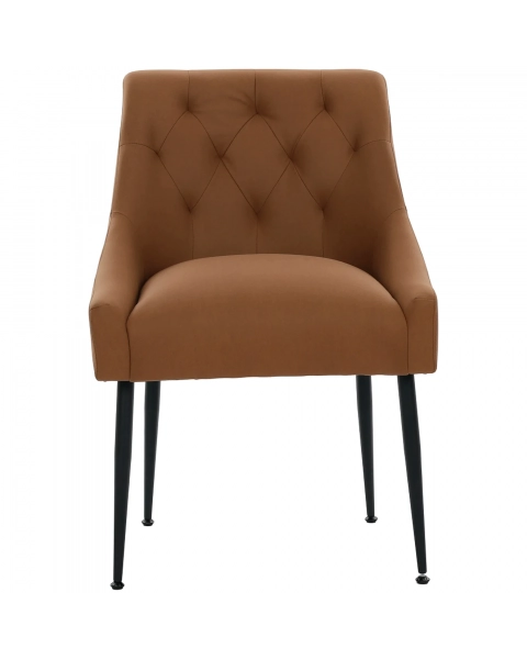 Par de Cadeiras Flexy Nyra Pés em Metal Preto Revestimento Marrom Tawny