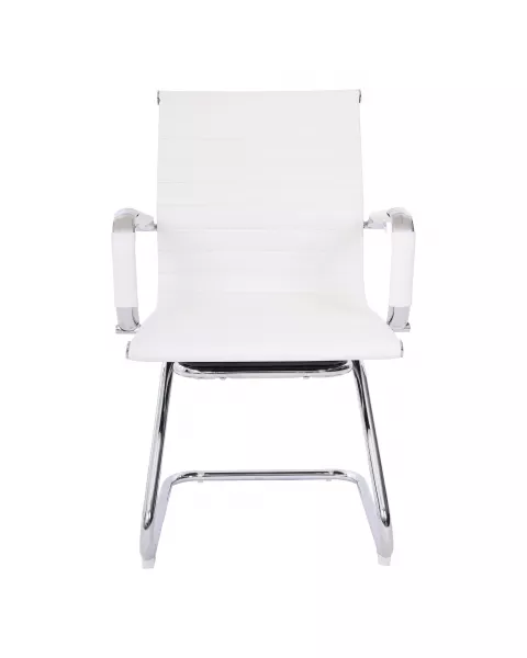 Par de Cadeiras Visitante Flexy Nifty Branca Base Cromada