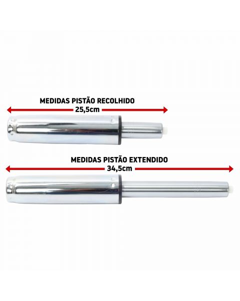 Pistão Coluna à Gás Classe 3 Cromado para Cadeiras de Escritório