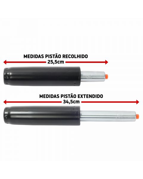 Pistão Coluna à Gás Classe 3 Preto para Cadeiras de Escritório