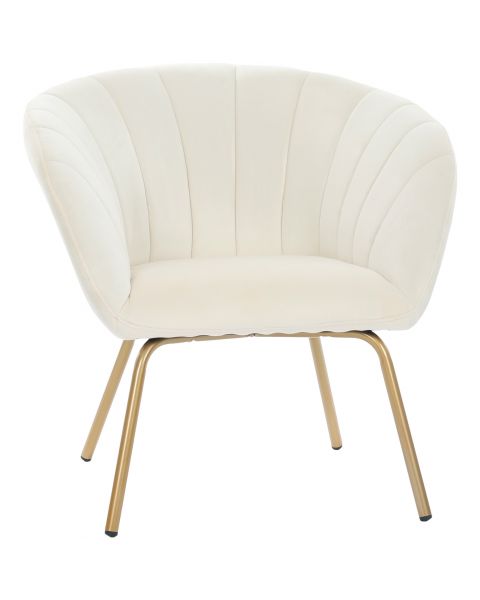 Poltrona Flexy Flora Pés Dourados e Tecido Creme