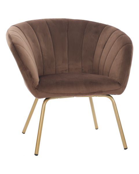 Poltrona Flexy Flora Pés Dourados e Tecido Marrom Walnut