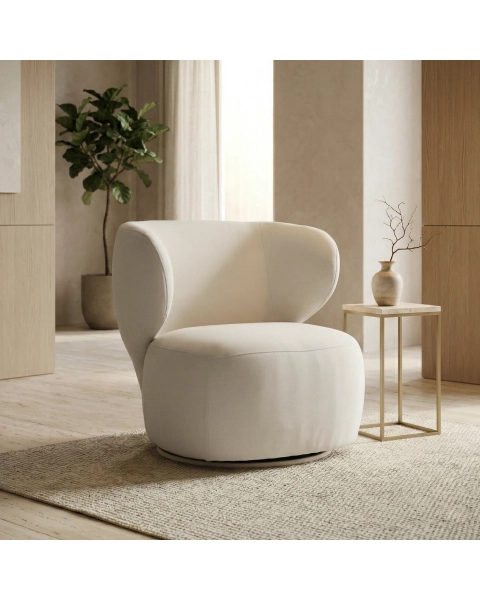 Poltrona Giratória Flexy Lunea Tecido Creme