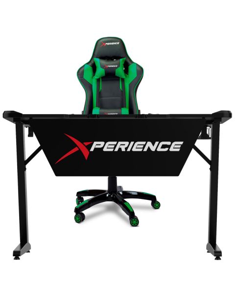 Kit Mesa Gamer + Cadeira Gamer Xperience Ultra Verde, Braço Ajustável e Sistema de Inclinação Avançado