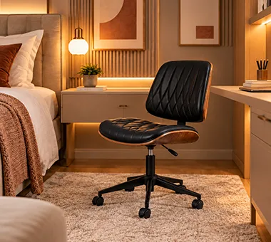 Cadeira Comfy Sierra preta no quarto, em cantinho de leitura