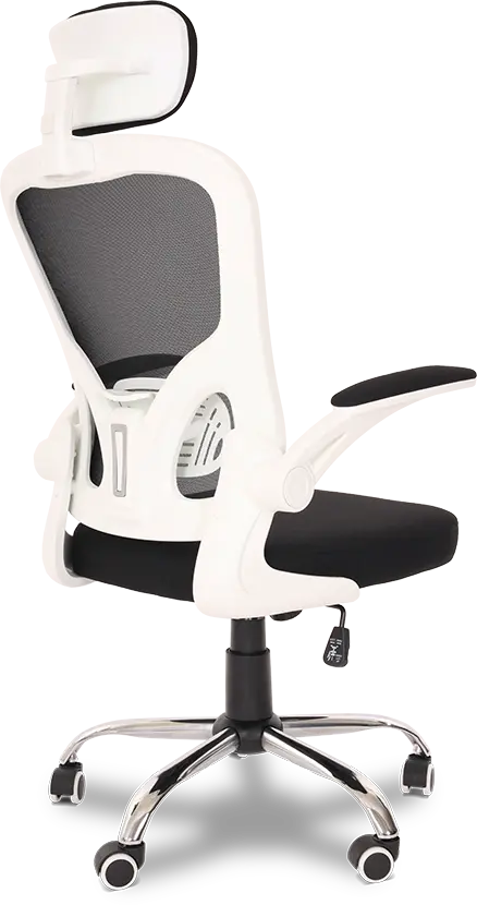 Cadeira de Escritório Comfy Way Plus Branca Tela Mesh Preta, Base Giratória  e Sistema Relax